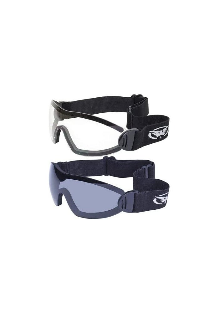 Global Vision 2 Goggles for Motorcycle Riding and Skydiving - Clear & Smoke Lenses - Image 1