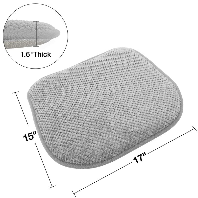 PAGGED Silver Grey Foam Seat Cushions Kitchen Chairs Pads for Dining Chairs 2 Pack Non Slip Patio Seat Cushions Washable U Shaped Soft Thick Large Metal Wooden Chair Cushions 17"" x 15"" - Image 3