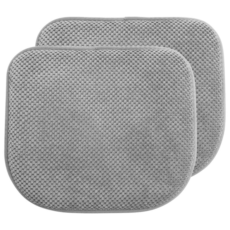 PAGGED Silver Grey Foam Seat Cushions Kitchen Chairs Pads for Dining Chairs 2 Pack Non Slip Patio Seat Cushions Washable U Shaped Soft Thick Large Metal Wooden Chair Cushions 17"" x 15"" - Image 2