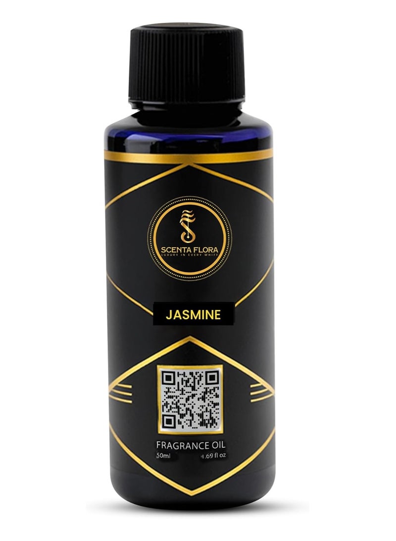 Scenta Flora Jasmine Fragrance Oil for Scent Diffusers Aromatherapy 50 ml | IFRA Certified | Blend of Jasmine, Tuberose & Violet for Homes, Hotels, and Offices | Designed to Enrich Any Space - Image 1