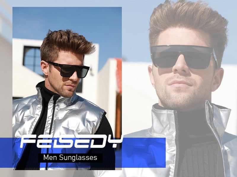 FEISEDY Fashion Flat Top Sunglasses Trendy Oversized Square Shades Women Men UV400 B2996 - Image 2
