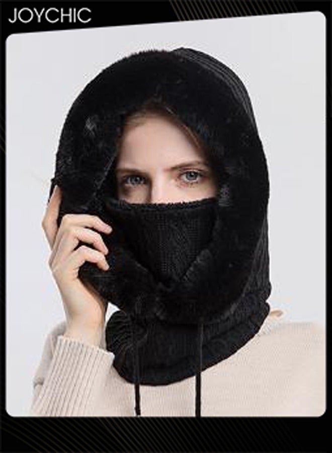 Joychic Autumn and Winter Women Outdoor Cycling Cold Protection Pullover Hat Warm Neck Mask Black - Image 3