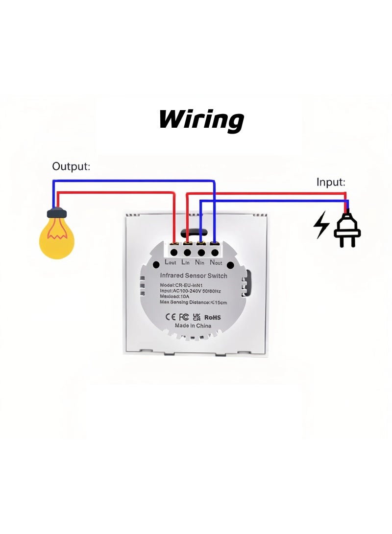  أورا سيليكت مفتاح إضاءة مستشعر الحركة الذكي | مفتاح إضاءة ذكي يعمل بالأشعة تحت الحمراء يعمل بالأشعة تحت الحمراء مثبت على الحائط | لا يمكن لمسه 10 سم | سلك محايد مطلوب | للمنزل والفندق - Image 5