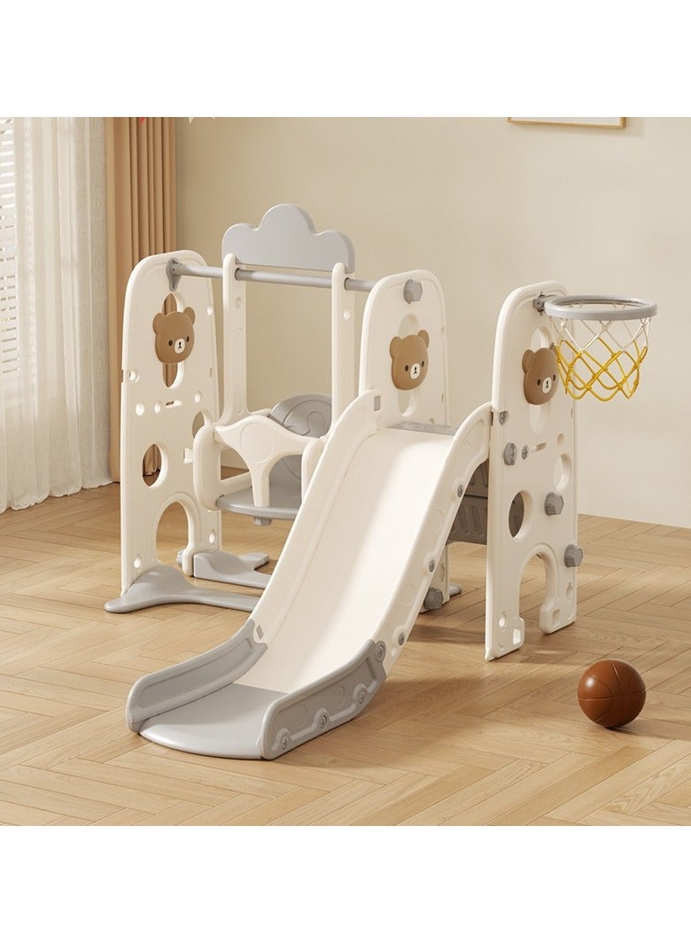 فول جوي مجموعة زحليقة وأرجوحة مع حلقة كرة سلة 3*1 للأطفال،مجموعة ملعب داخلي وخارجي للأطفال الصغار،مجموعة ألعاب تسلق للأطفال - Image 2