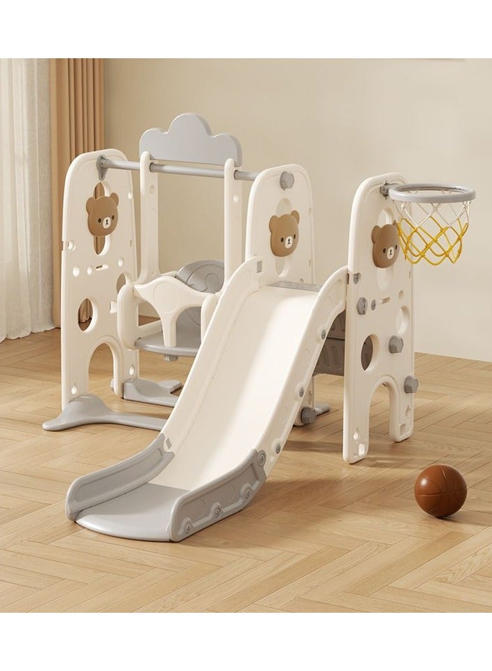 فول جوي مجموعة زحليقة وأرجوحة مع حلقة كرة سلة 3*1 للأطفال،مجموعة ملعب داخلي وخارجي للأطفال الصغار،مجموعة ألعاب تسلق للأطفال - Image 1