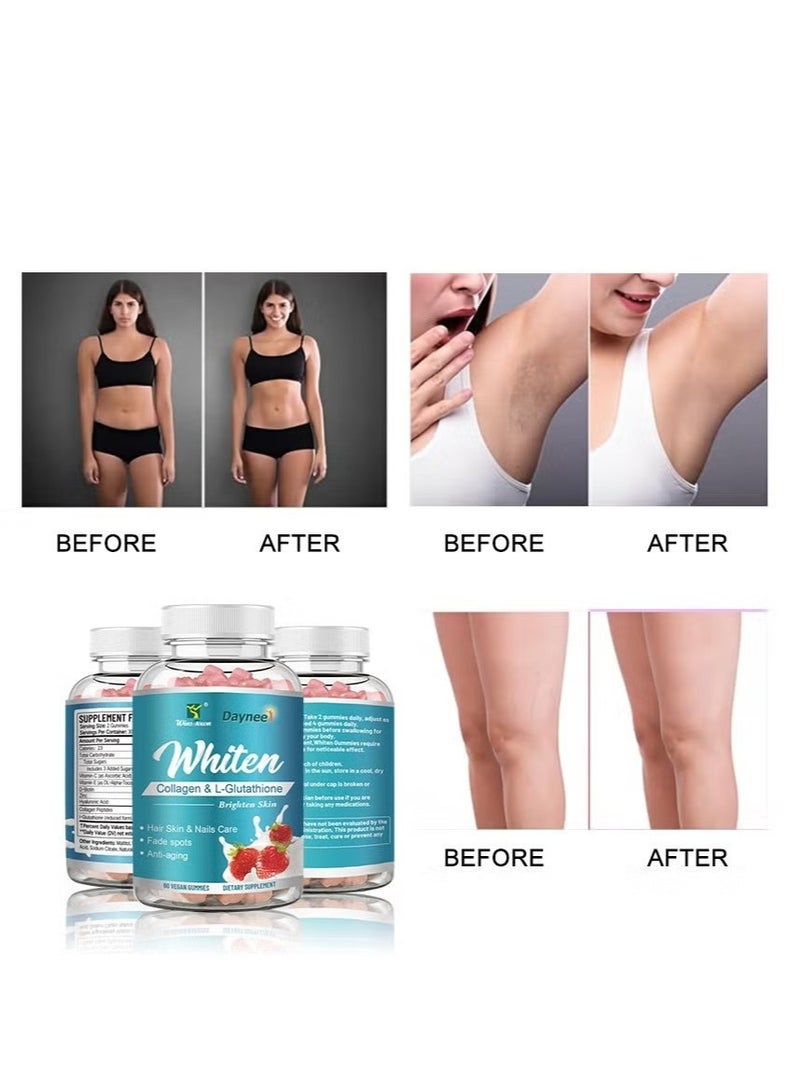 وينز تاون كبسولات مقوية للبشرة من أجل تبييض البشرة مع L-Glutathione والكولاجين والبيوتين للحصول على بشرة نضرة مشرقة مع تلاشي البقع ومقاومة الشيخوخة 60 كبسولة خالية من المكونات الحيوانية - Image 5