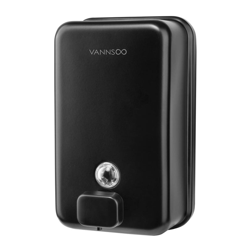 VANNSOO Wall Mounted Hand Soap Dispenser Bathroom 1200ml 40oz Commercial Stainless Steel Black Liquid Soap Dispenser Wall Mount Vertical Black
