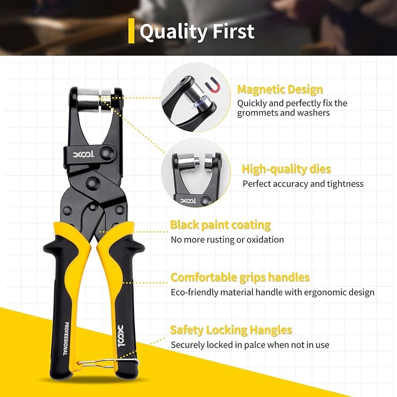 XOOL Grommet Tool Kit, 200PCS 3/8 inch 10mm Grommets, Leathercraft Punching Tool, for Canvas, Fabric, Tarps, and DIY Craft Projects - Image 2