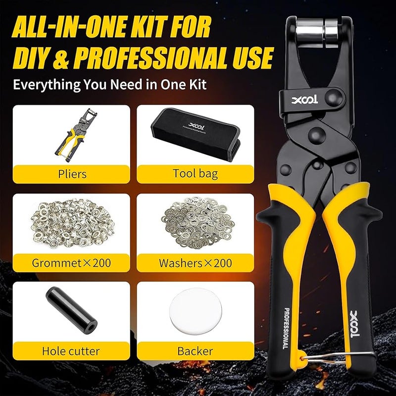 XOOL Grommet Tool Kit, 200PCS 3/8 inch 10mm Grommets, Leathercraft Punching Tool, for Canvas, Fabric, Tarps, and DIY Craft Projects - Image 4