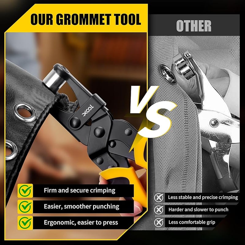 XOOL Grommet Tool Kit, 200PCS 3/8 inch 10mm Grommets, Leathercraft Punching Tool, for Canvas, Fabric, Tarps, and DIY Craft Projects - Image 5