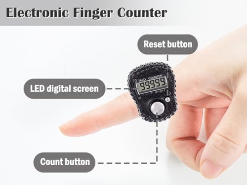 Hitopin 8PCS Electronic Finger Counter, Electronic Handheld Tally Counter, Digital Electronic Tasbeeh Counters, Manual Digital Clicker, for Row People, Score, Inventory, Store (Black, White) - Image 2
