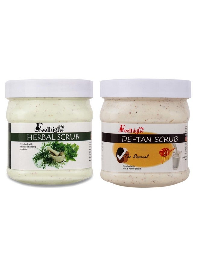 FEELHIGH سكراب عشبي للوجه والجسم غني بمقشر طبيعي سكراب-500جم وسكراب إزالة تان غني بمستخلص الحليب والعسل 500مل - منتجات العناية بالبشرة للرجال والنساء - Image 1