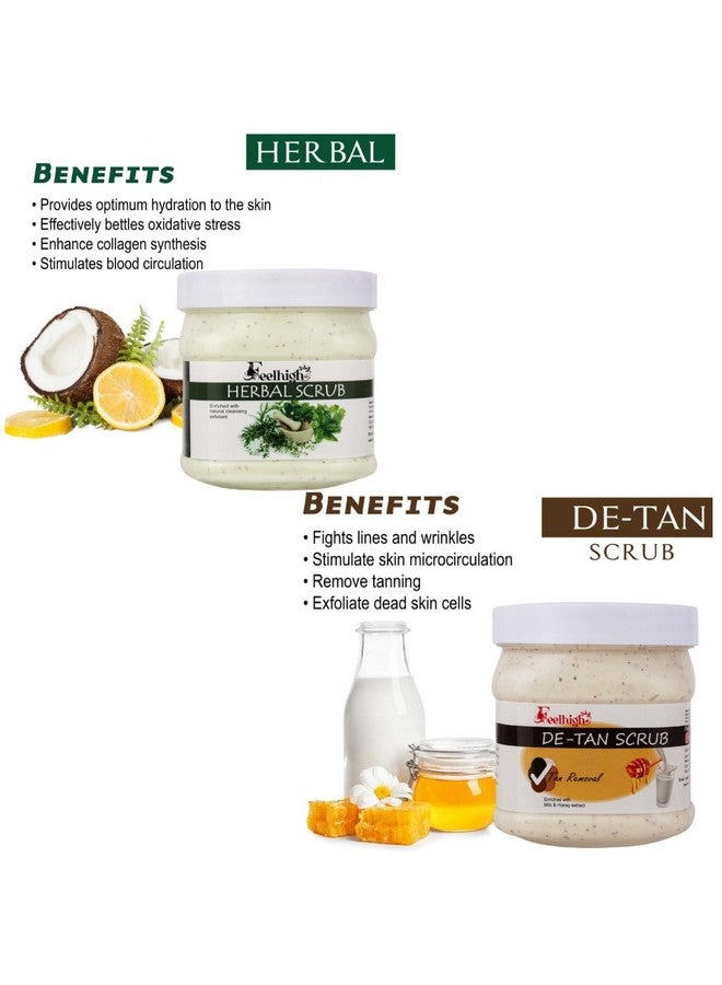 FEELHIGH سكراب عشبي للوجه والجسم غني بمقشر طبيعي سكراب-500جم وسكراب إزالة تان غني بمستخلص الحليب والعسل 500مل - منتجات العناية بالبشرة للرجال والنساء - Image 2