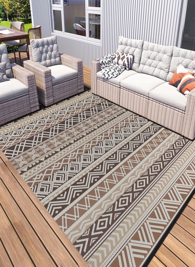 MontVoo Outdoor Rug Carpet 8x10 Waterproof-Patio Rug Mat Reversible RV Camping Rug Picnic Mat Plastic Straw Outside Rug for Balcony Porch Deck Beach-Boho Outdoor Area Rug for Patio Decor Colorful - Image 1