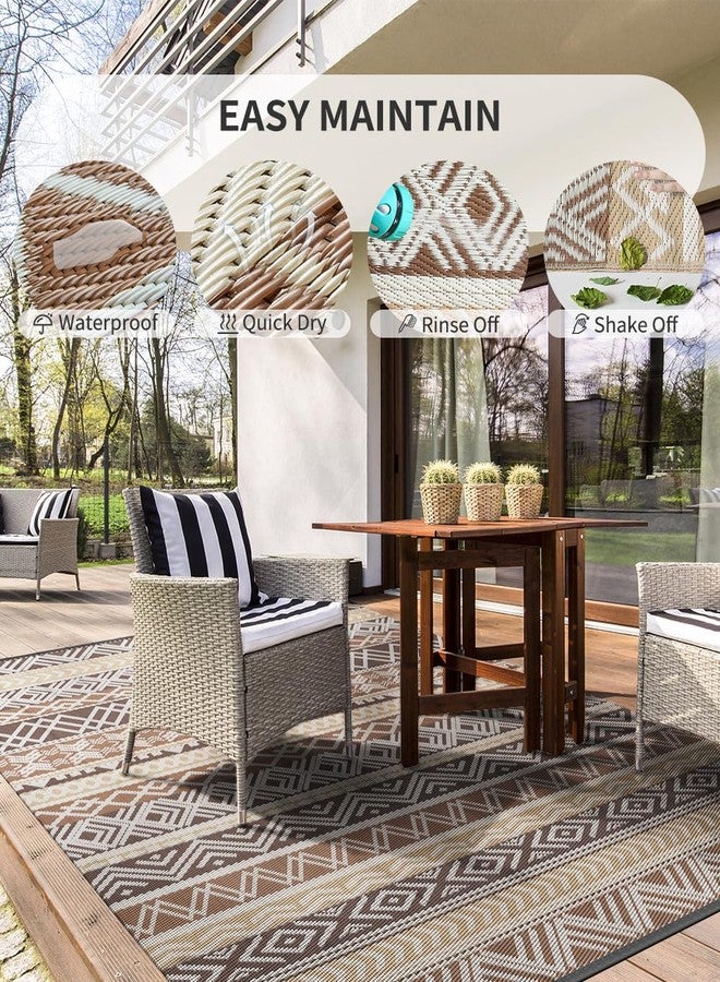 MontVoo Outdoor Rug Carpet 8x10 Waterproof-Patio Rug Mat Reversible RV Camping Rug Picnic Mat Plastic Straw Outside Rug for Balcony Porch Deck Beach-Boho Outdoor Area Rug for Patio Decor Colorful - Image 3
