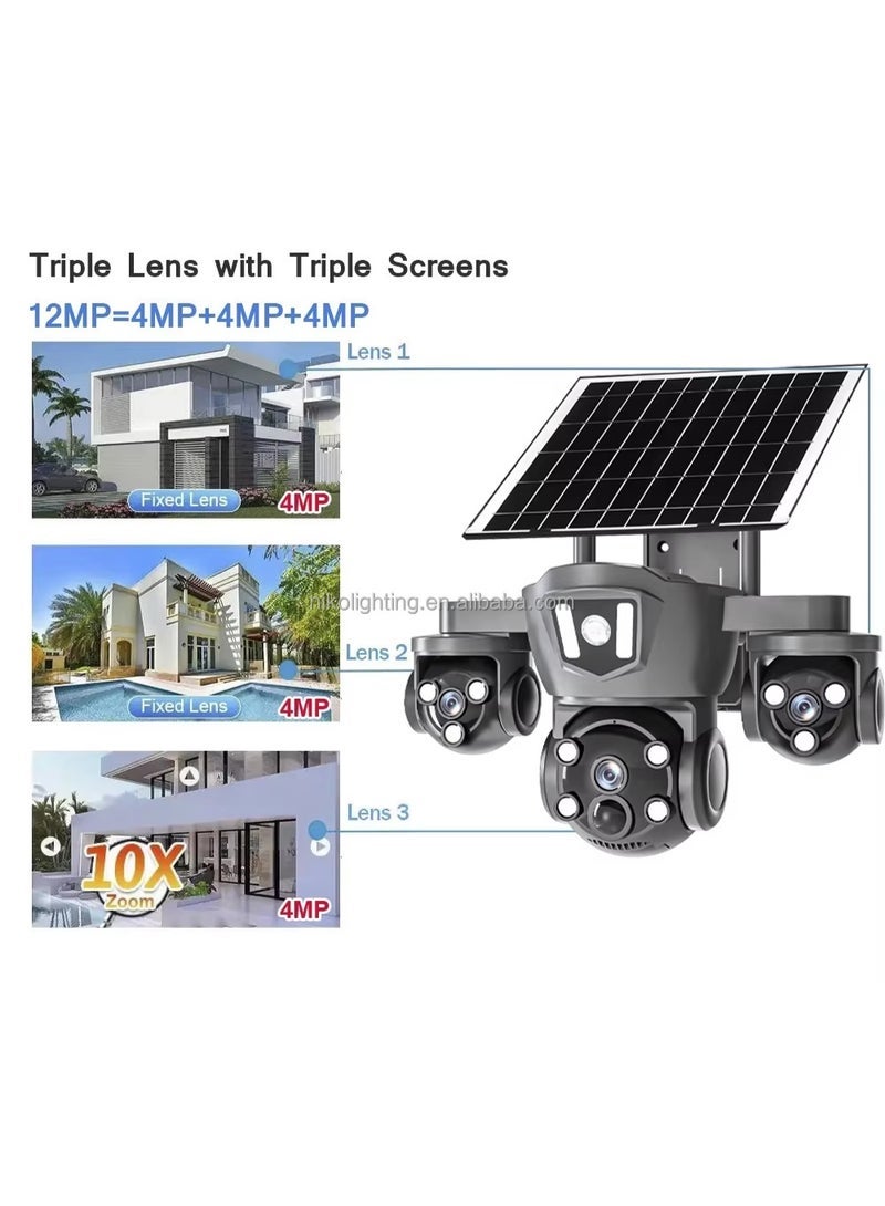 12MP V380 Pro Solar Powered 4G WiFi PTZ Outdoor Security Camera – Wireless 4K Ultra HD Surveillance with SIM Card Slot, Night Vision, Motion Detection, Remote Monitoring, Two-Way Audio, IP66 Waterproof, Solar Charging CCTV Camera for Home & Business  - Image 3
