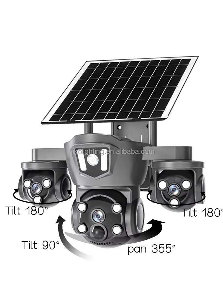 12MP V380 Pro Solar Powered 4G WiFi PTZ Outdoor Security Camera – Wireless 4K Ultra HD Surveillance with SIM Card Slot, Night Vision, Motion Detection, Remote Monitoring, Two-Way Audio, IP66 Waterproof, Solar Charging CCTV Camera for Home & Business  - Image 1