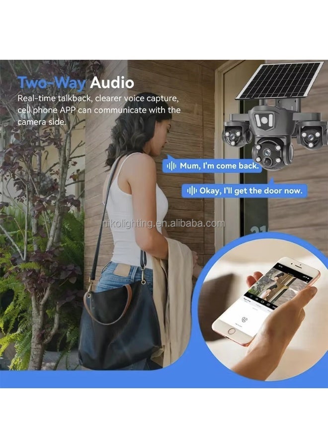 12MP V380 Pro Solar Powered 4G WiFi PTZ Outdoor Security Camera – Wireless 4K Ultra HD Surveillance with SIM Card Slot, Night Vision, Motion Detection, Remote Monitoring, Two-Way Audio, IP66 Waterproof, Solar Charging CCTV Camera for Home & Business  - Image 2