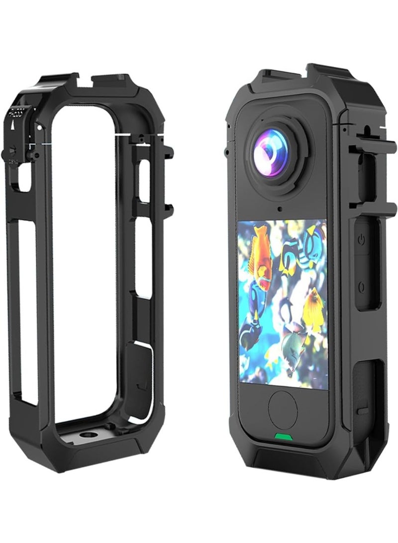 قفص إطار حالة حماية المرافق لـ Insta360 X4 Air ، كاميرا مقاومة للصدمات بيزل توسيع الإسكان البلاستيكي مع واجهة جبل الإفراج السريع المغناطيسي ، ميناء الأحذية الباردة المزدوجة ، مع 1/4 "خيوط جبل - Image 1