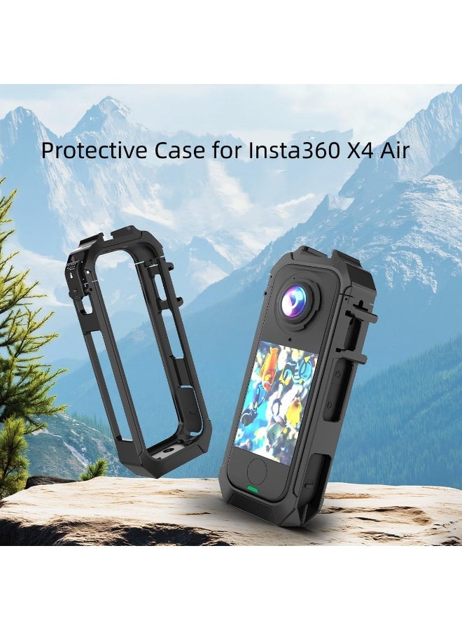 قفص إطار حالة حماية المرافق لـ Insta360 X4 Air ، كاميرا مقاومة للصدمات بيزل توسيع الإسكان البلاستيكي مع واجهة جبل الإفراج السريع المغناطيسي ، ميناء الأحذية الباردة المزدوجة ، مع 1/4 "خيوط جبل - Image 2