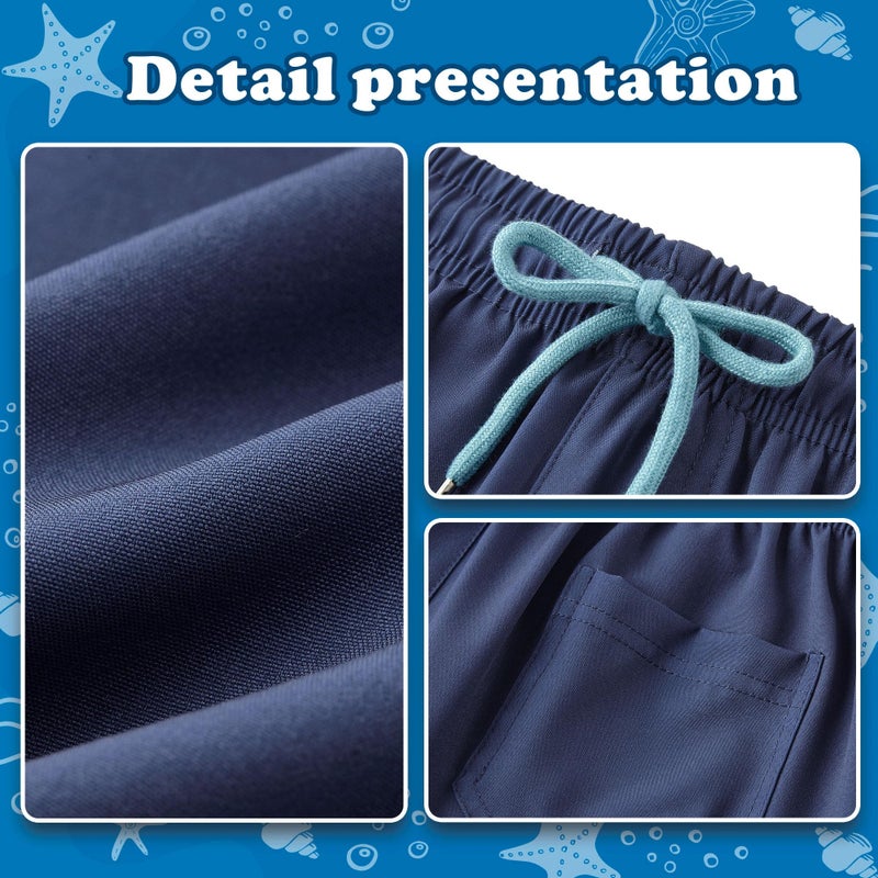 UMELOK Boys Swim Trunks Swimsuit Boxer Brief 2 in 1 Compression Liner Stretch Swim Shorts Quick Dry Beach Bathing Suit Solid Navy Blue 5/6 - Image 3