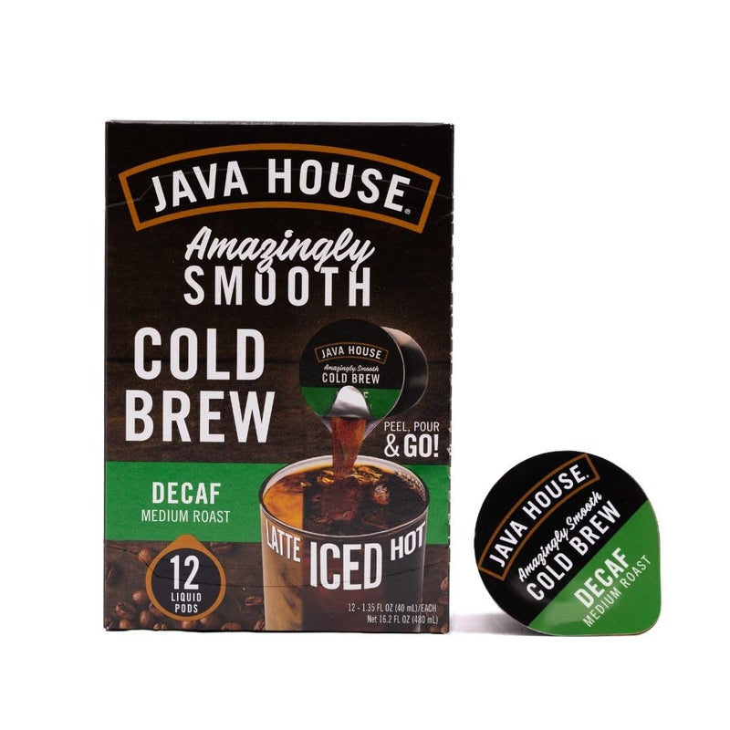 JAVA HOUSE Decaf Medium Roast Cold Brew Capsules 135 Fluid Ounces 12 Count Peel and Pour TSA Approved Travel Friendly Cold Brew Hot or Iced Instant Coffee Concentrate - Image 2