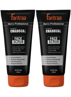 Fantraa Activated Charcoal Deep Exfoliate And Oil Tan Removal Face Scrub - 100Ml | Pack Of 2 | Eliminate Blackheads & Skin Nourishing| Suitable For All Skin Type | For Men  - Image 1