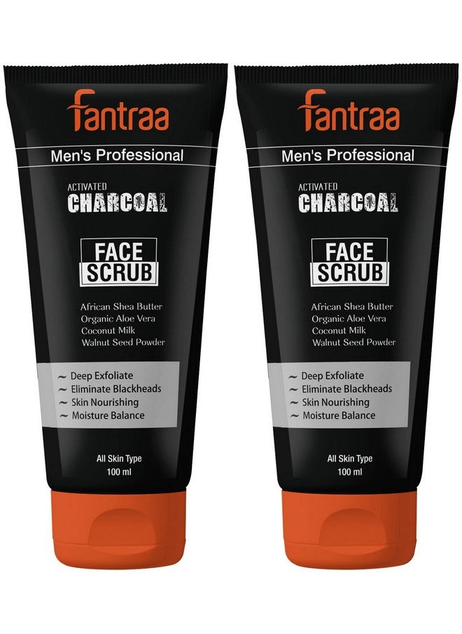 Fantraa - Activated Charcoal Deep Exfoliate And Oil Tan Removal Face Scrub - 100Ml | Pack Of 2 | Eliminate Blackheads & Skin Nourishing| Suitable For All Skin Type | For Men - Image 1