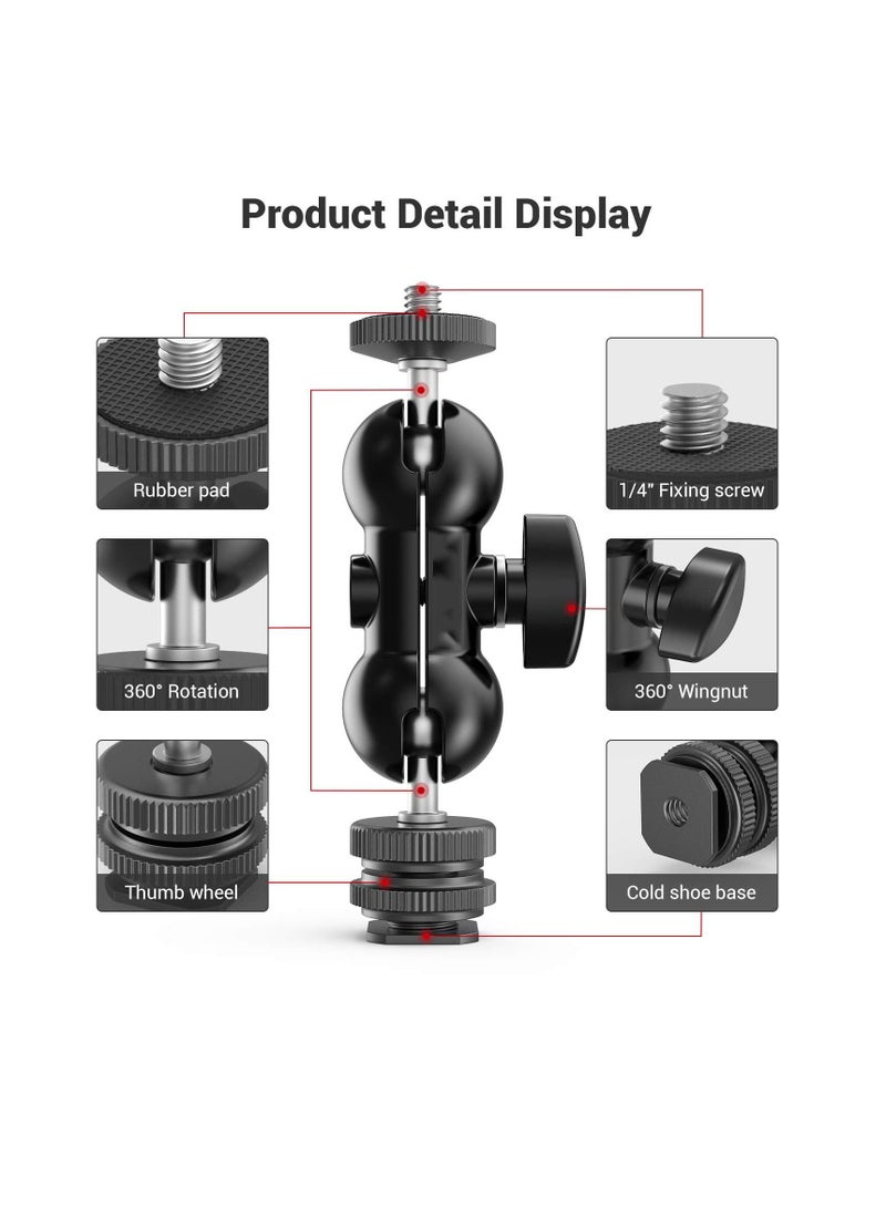 Universal Camera Hot Shoe Top Handle Grip, Universal Video Stabilizing Rig with 3 Cold Shoe Mounts for DSLR cameras, Fits Microphone, LED Light, Monitor for Low-Angle Shots, Metal - ST28 - Image 2