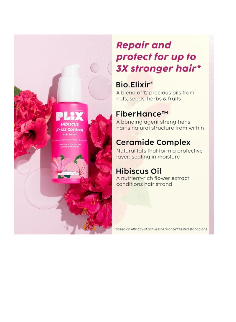 PLIX THE PLANT FIX Hibiscus Frizz Control Hair Serum 50ml + Bond Repair Shampoo 200ml + Conditioner 175ml Protects & Smoothes Frizzy Hair3x Strength with Fiberhance - Image 5