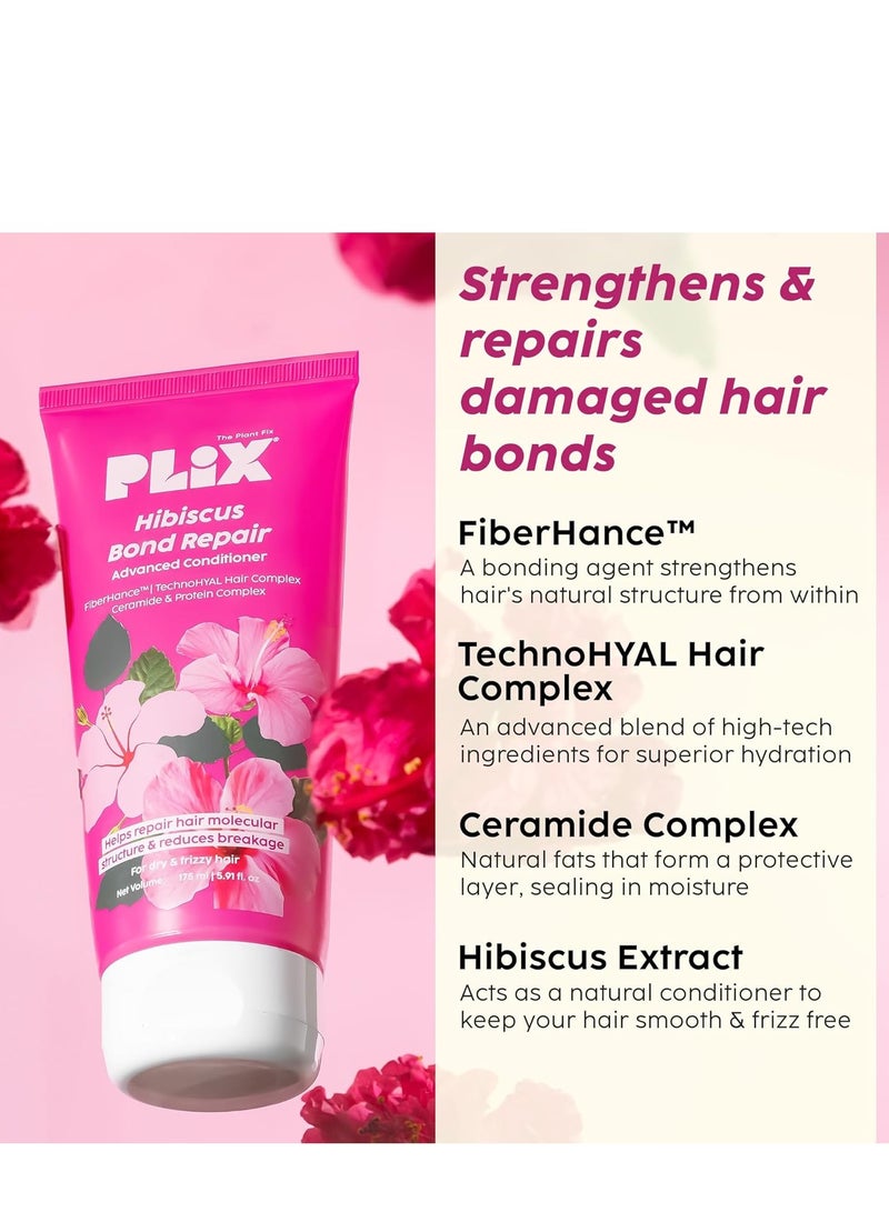 PLIX THE PLANT FIX Hibiscus Frizz Control Hair Serum 50ml + Bond Repair Shampoo 200ml + Conditioner 175ml Protects & Smoothes Frizzy Hair3x Strength with Fiberhance - Image 4