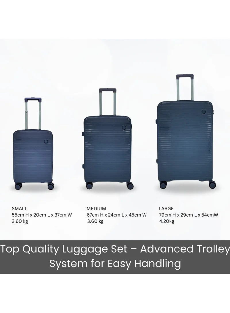 GIORDANO Giordano Pathfinder PP Hardcase Unbreakable Carry-On Small Travel Luggage , Durable Lightweight 4 Double Wheels Smooth Rolling 20" Suitcase, Secure Lock Travel Bag Navy.