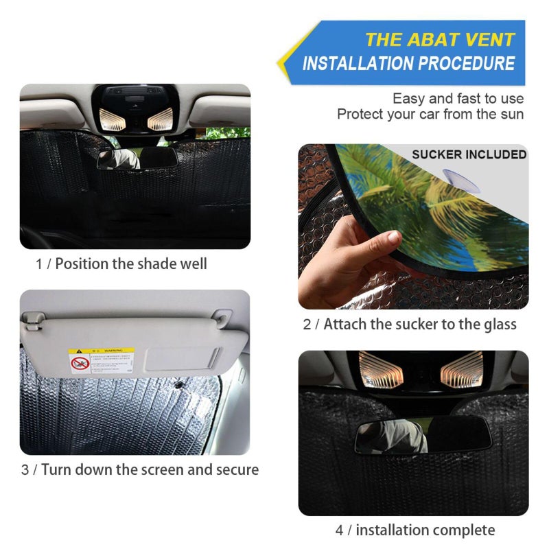 Dussdil Summer Tropical Palm Trees Beach Car Windshield Sun Shade Forest Sky Sunshade Blocks UV Rays Protector Keep Your Vehicle Cool Sun Shield Visor Cover Foldable for Car Truck SUV M - Image 4