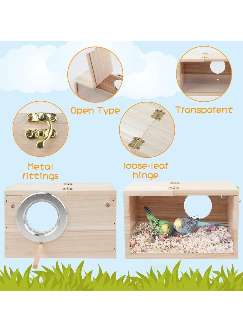 والالا صندوق تعشيش خشبي للببغاوات، صندوق تربية عش طيور شفاف مع مجثم، بيت طيور خشبي للقفص، ببغاء الحب، ببغاء الكوكتيل، ببغاء الكونيور، ببغاء العصافير، طيور صغيرة إلى متوسطة الحجم - Image 5