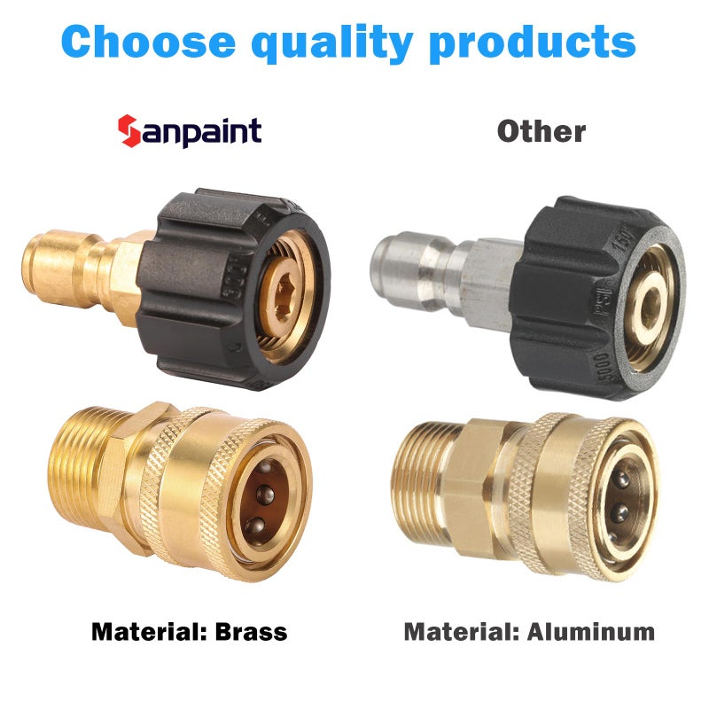 Sanpaint Pressure Washer Quick Connect Fittings, Quick Connect Kit M22 14mm to 3/8 Inch, 2 Pieces - Image 5