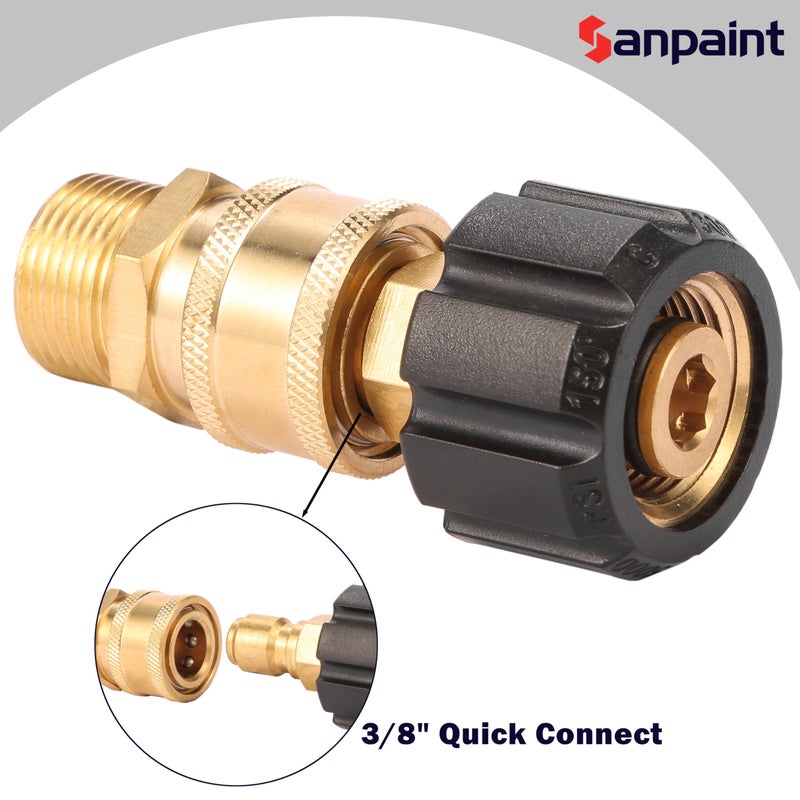 Sanpaint Pressure Washer Quick Connect Fittings, Quick Connect Kit M22 14mm to 3/8 Inch, 2 Pieces - Image 3