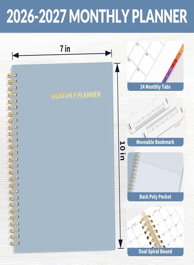ساني مخطط SUNEE لعامي 2026-2027 - 24 شهرًا (يناير 2026 - ديسمبر 2027) - صفحات شهرية مقاس 7 × 10 بوصات ومخطط سنوي، رمادي أزرق - Image 4