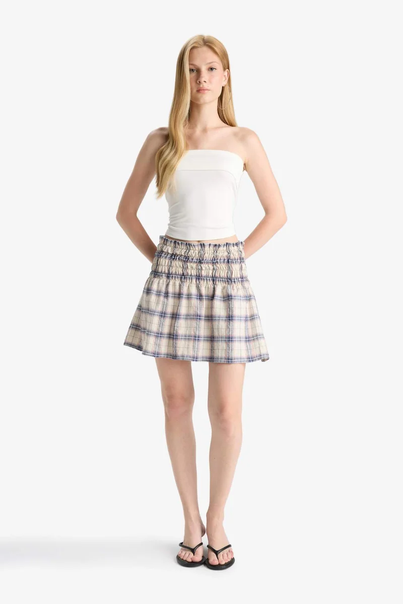 DeFacto A Cut Checked Mini Skirt