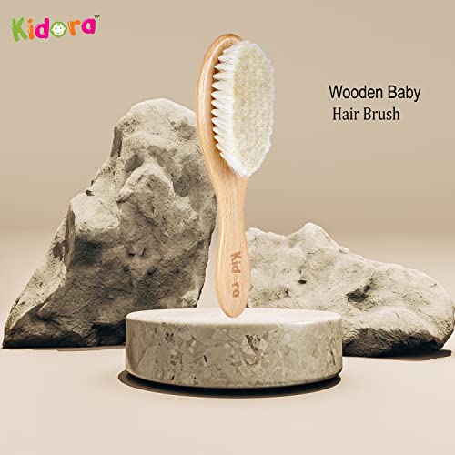 Kidora Baby Hair Brush for Newborn - Natural Wooden Baby Hair brush with Soft Goat Bristles for Cradle Cap - Perfect Scalp Grooming Hair brush for Infant, Toddler, Kids - Gentle Hair Grooming, Suitable from 0 Month+ - Image 2