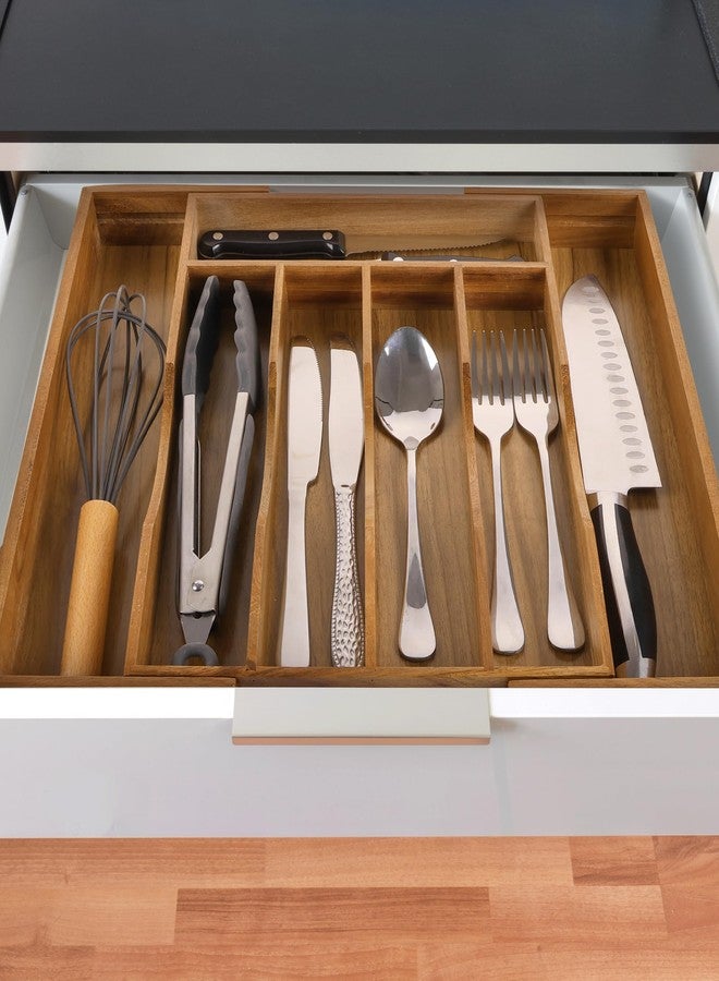oridom Expandable Acacia Kitchen Drawer Organizer for Cutlery and Utensils, Adjustable Acacia Wood Cutlery Tray in Drawer for Flatware and Silverware in Kitchen, (Acacia) - Image 5