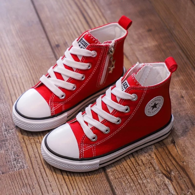 Children'S Canvas Shoes 2025 Spring & Fall High-Top Sneakers Boys And Girls Student Shoes Baby White Shoes Casual Cloth Shoes - Image 4