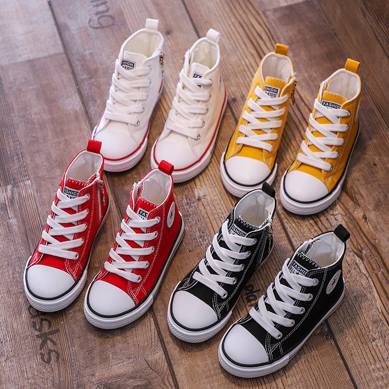 Children'S Canvas Shoes 2025 Spring & Fall High-Top Sneakers Boys And Girls Student Shoes Baby White Shoes Casual Cloth Shoes - Image 5