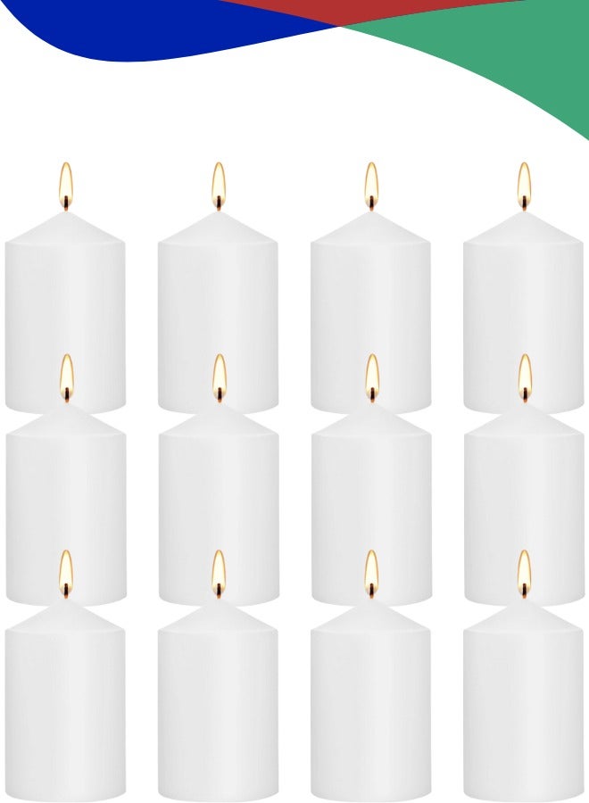 شموع عمودية (مجموعة من ١٢) شموع غير معطرة ٢ بوصة شمع أبيض، شموع طويلة للديكور، مثالية لتزيين كعكة عيد الميلاد، مجموعة هدايا شموع مثالية للاحتفالات ولإضافة جو مميز للديكور المنزلي اليومي.