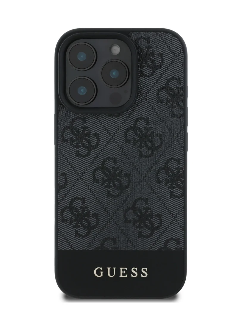 GUESS 4G PU With Bottom Stripe Classic Logo Case for iPhone 16 Pro max - Black