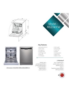MASTERgas Free standing dishwasher 60 cm LED display 15 set 3 basket  silver color 8 programs  Turbo fan  power wash Extra drying child lock Made in china  - Image 3