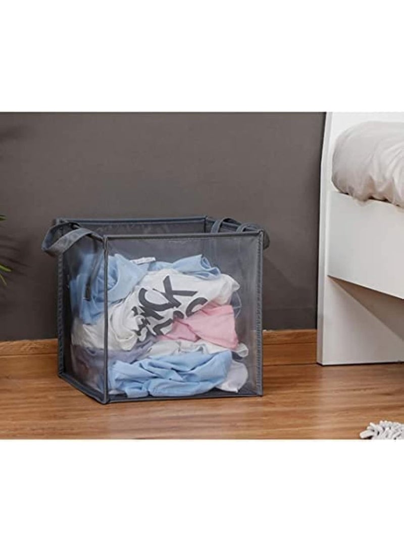 Mesh Popup Laundry Hamper with Handles, Portable Durable Collapsible Storage, Folding Pop-Up Clothes Hampers Basket Foldable Great for College Dorm, Travel, Washing Storage, Kids Room, Grey - Image 2