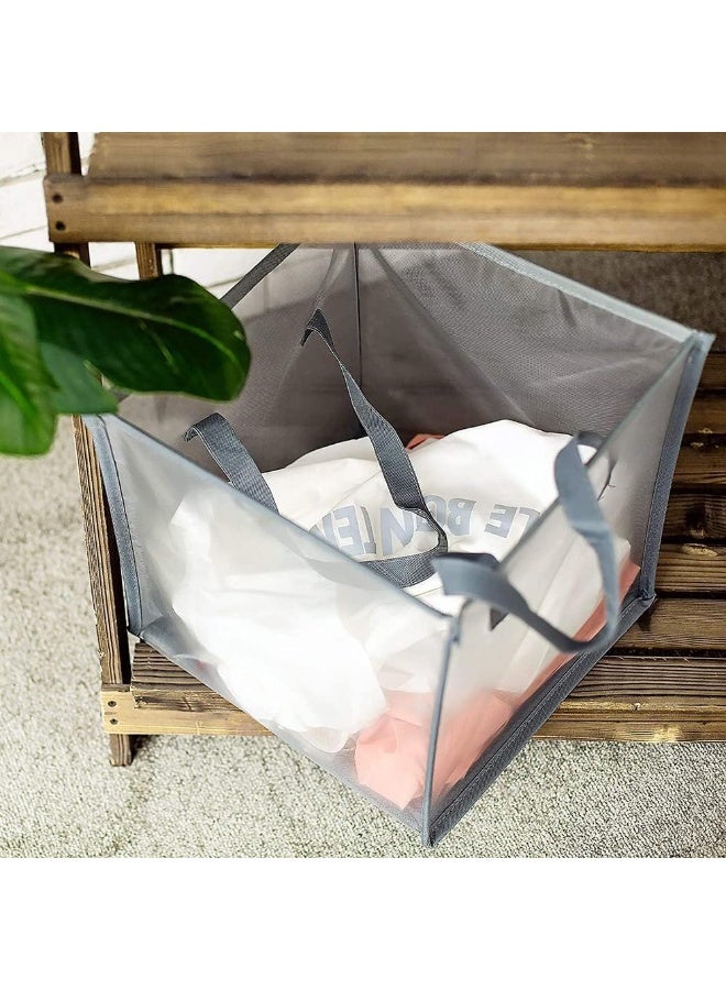 Mesh Popup Laundry Hamper with Handles, Portable Durable Collapsible Storage, Folding Pop-Up Clothes Hampers Basket Foldable Great for College Dorm, Travel, Washing Storage, Kids Room, Grey - Image 3