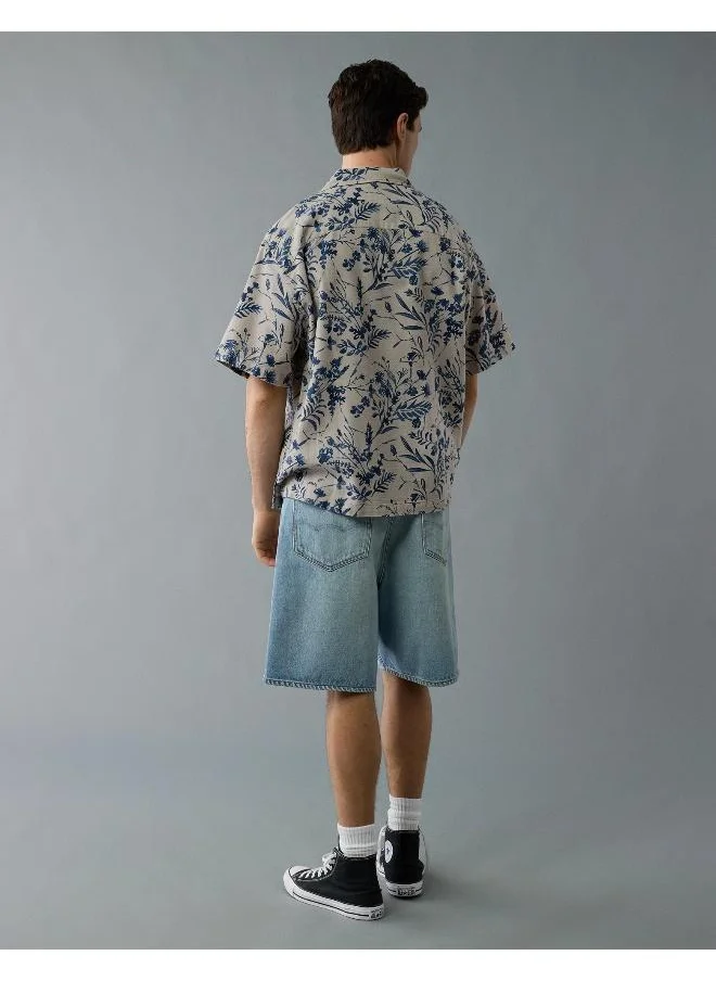 American Eagle AE Poolside Striped Button-Up Shirt