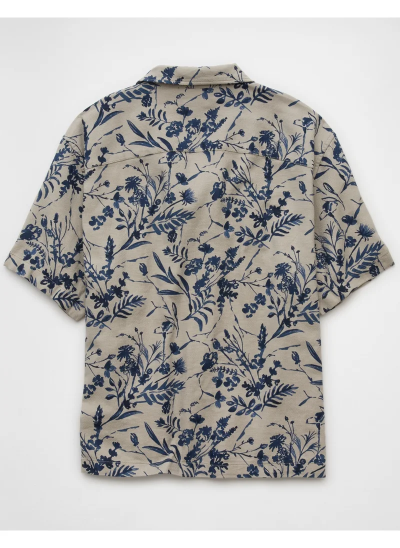 American Eagle AE Poolside Striped Button-Up Shirt