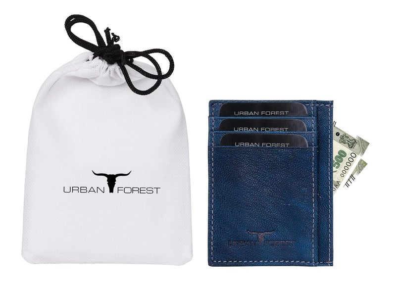 URBANFOREST حامل بطاقات جلد أزرق كريس للرجال - Image 3